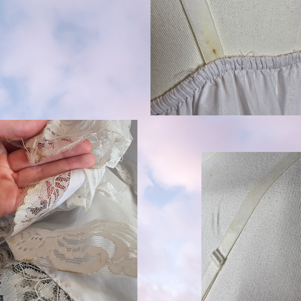 Vtg Long Maxi White Lace Layered Tier Whimsy Fairy Cottage Petticoat Dress Sz S - Picture 4 of 5